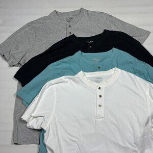 Lot of 4 LL Bean Traditional Fit Short Sleeve Henley T-Shirts Mens L-Reg